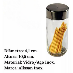 Paliteiro de Vidro Com Tampa de Aço Inox Alissan