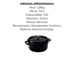 Caçarola Preta Redonda de Cerâmica 2,4L Hercules