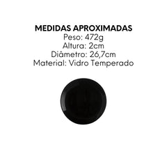 Conjunto de 6 Prato Raso Meridional Vidro Preto - A Gourmet