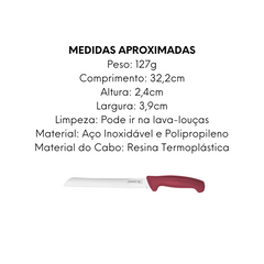 Faca de Pão Serrilhada Mundial Vermelha - A Gourmet