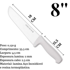 Faca Cozinha Branca Mundial 8´´ Hercules