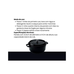 Caçarola Redonda de Cerâmica Preta 4,3L Hercules