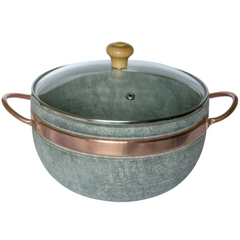 Panela De Pedra Sabão 2L Tampa de Vidro Val Pedra Sabão