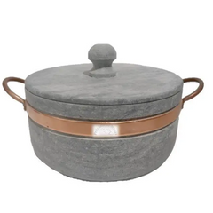 Panela De Pedra Sabão 3L Tampa de Pedra Val Pedra Sabão