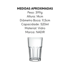 4 Copo Bristol 520ml de Vidro - A Gourmet
