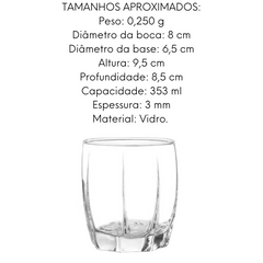 6 Copo de Vidro Amadeu 350ml - A Gourmet