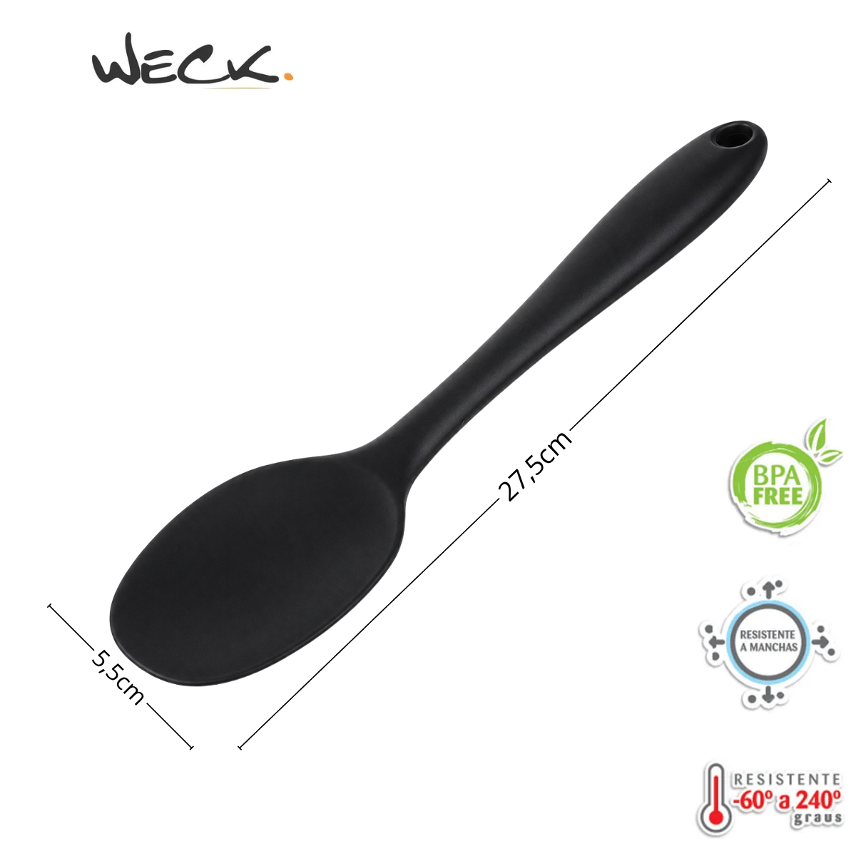 Colher Silicone Profissional 27cm Preto