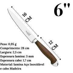 Faca Cozinha Marrom Renaissance 6´´ Mundial Hercules