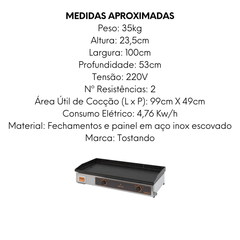Chapa Bifeteira 100cm 220V - A Gourmet