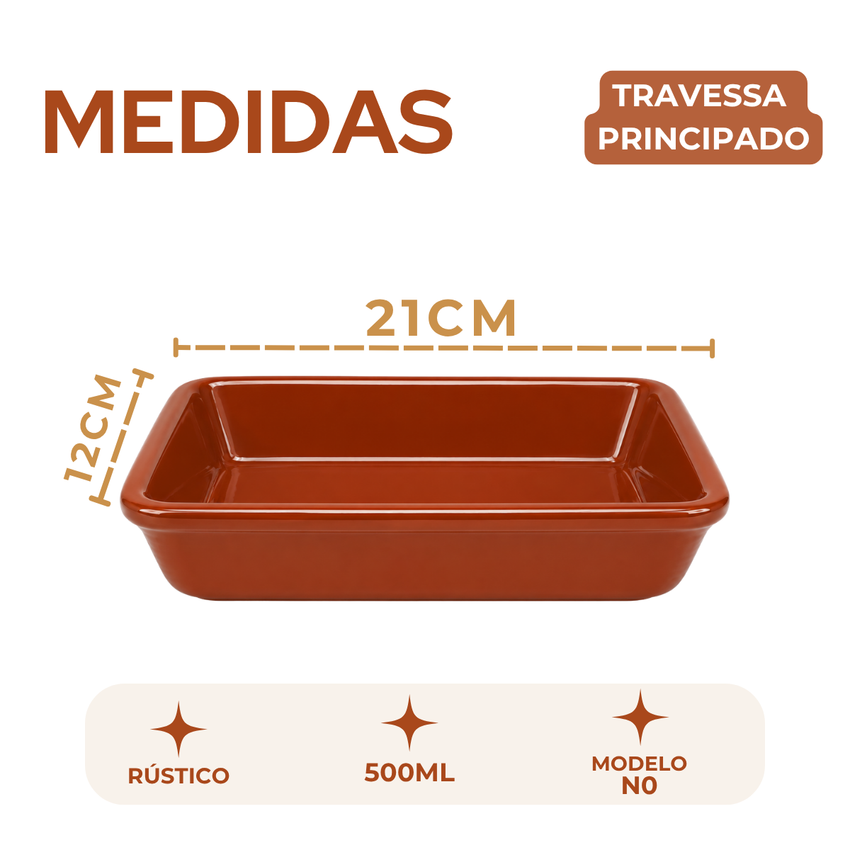 Assadeira Principado Retangular 330ml