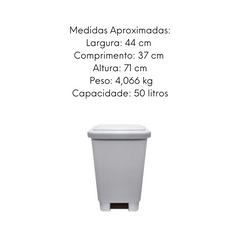 Lixeira Retangular Branca com pedal 50L OU