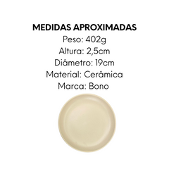 Prato Bono Bege Cerâmica Sobremesa 19cm Bono
