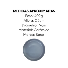 Prato Sobremesa Bono Cerâmica 19cm Cinza Bono