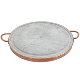 Grelha Pedra Sabão 27cm Com Alça em Cobre Val Pedra Sabão