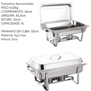 Rechaud 9L Cuba em Aço Inox A Gourmet