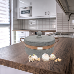 Panela De Pedra Sabão 3L Tampa de Pedra Val Pedra Sabão