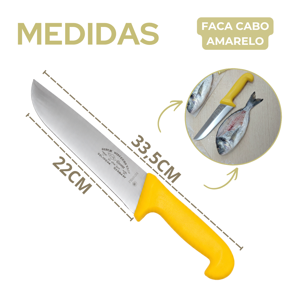 Faca Cheff 8° Cabo Amarelo