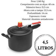 Panela de Pressão New Line Aluminio Antiaderente 4,5L Eirilar