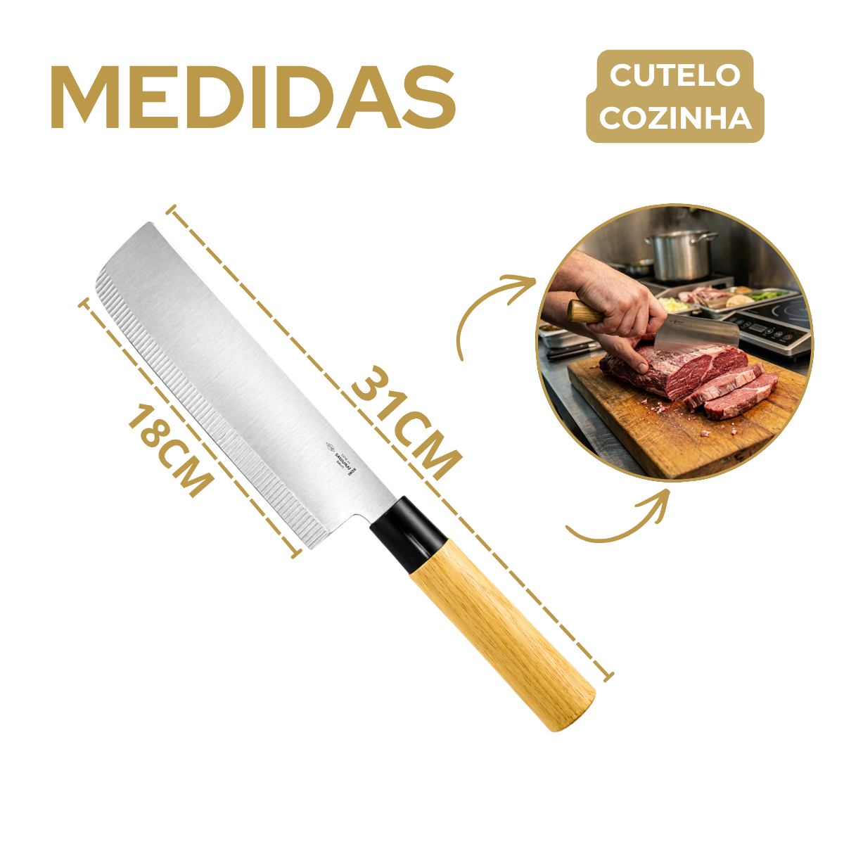 Cutelo Samurai 7° Aço inox