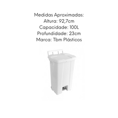 Lixeira Retangular Branca 100L TBN