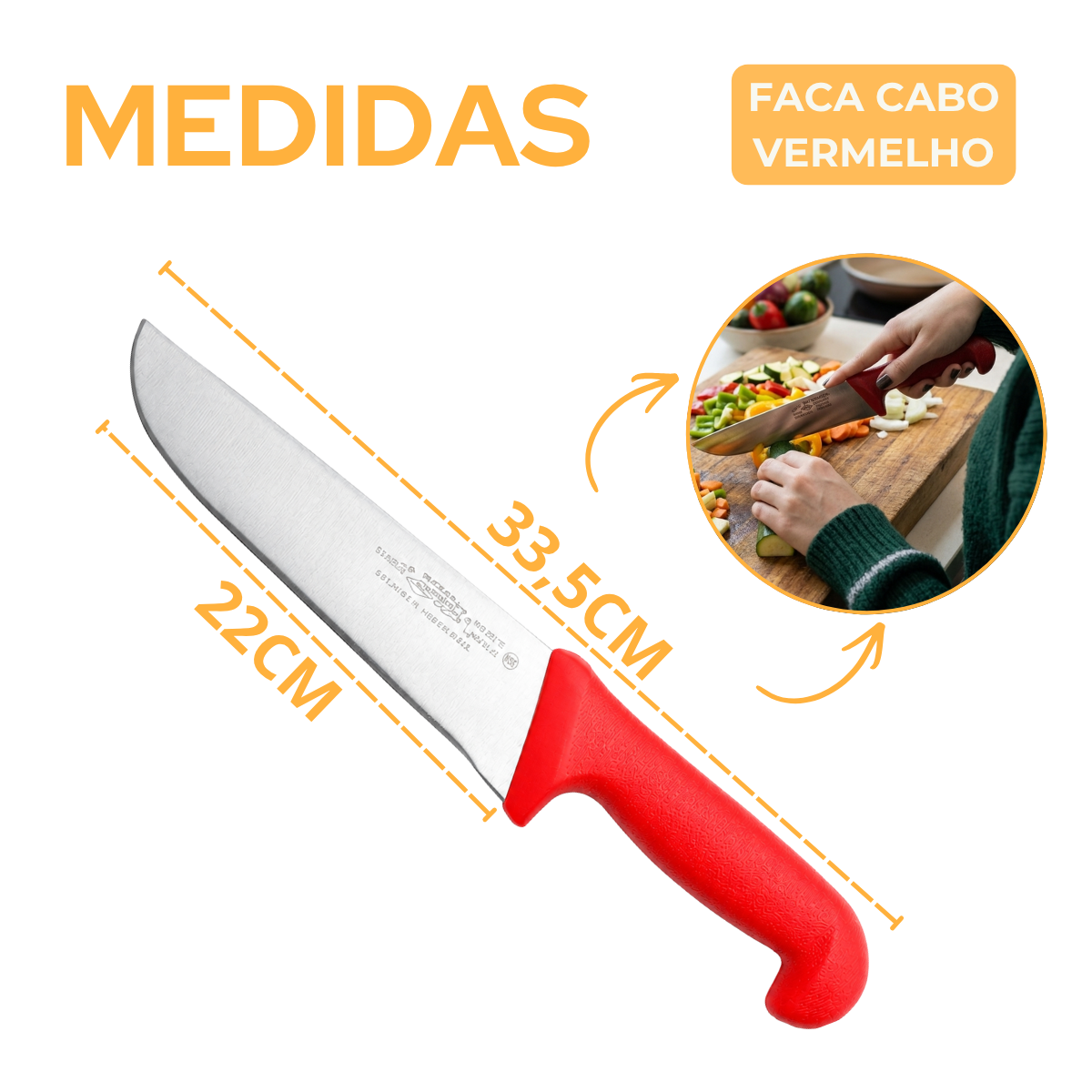 Faca Cheff 8° Cabo Vermelho