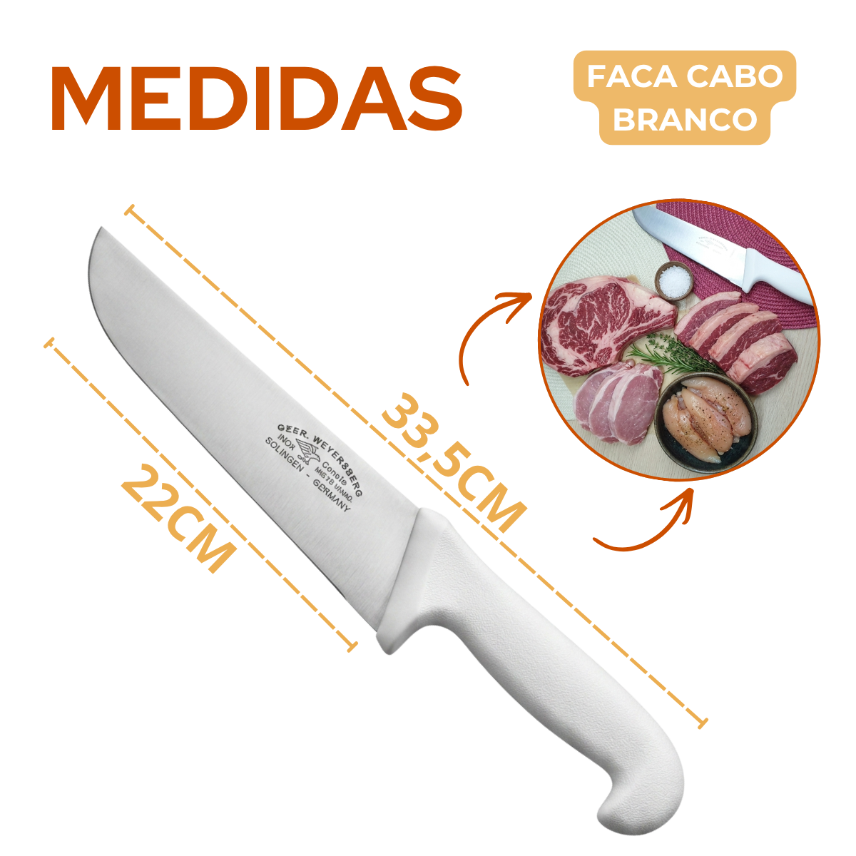 Faca Cheff 8° Cabo Branco