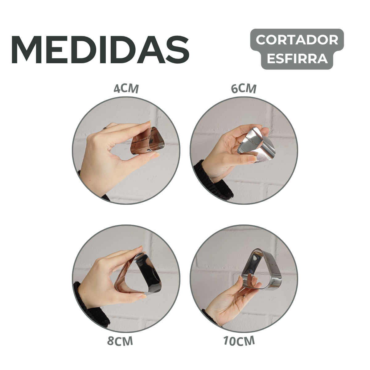 Jogo Cortador Esfirra Aço Inox 4 Peças