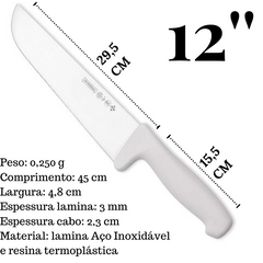 Faca Cozinha Branca Mundial 12´´ Hercules