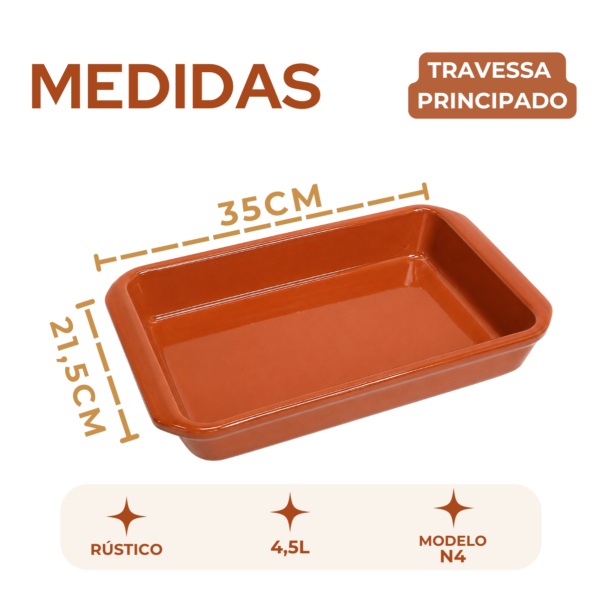 Assadeira Principado Cerâmica 4,5L