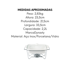 Rechaud de Porcelana Retangular Com Queimador 2,8L Dynasty