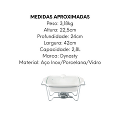 Rechaud Retangular de Porcelana Com Suporte 2,8L Dynasty