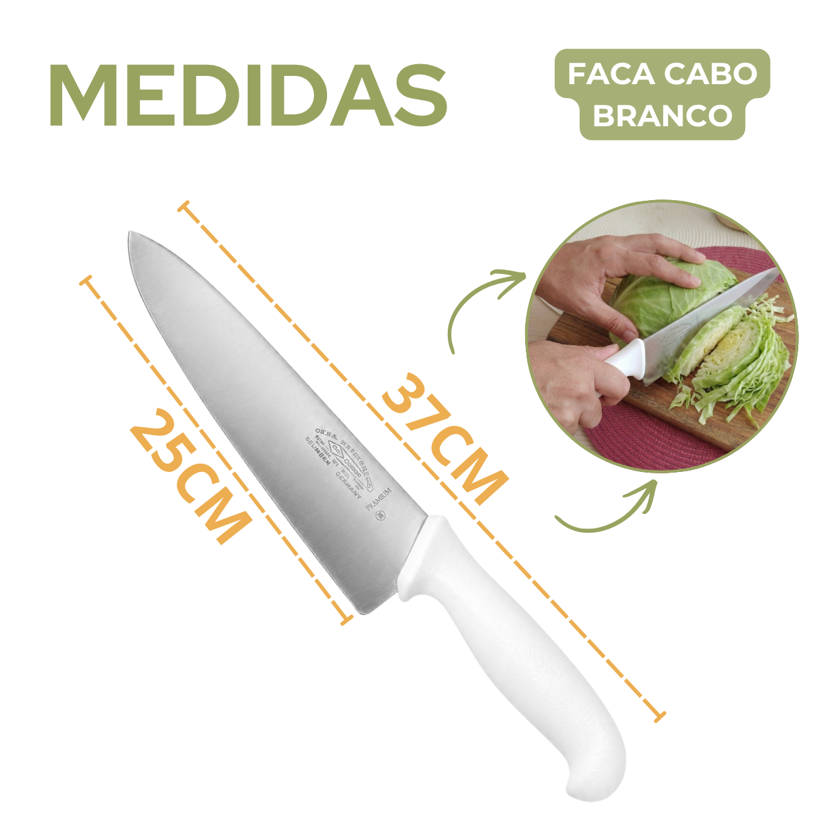 Faca Cheff Cabo Branco 10°