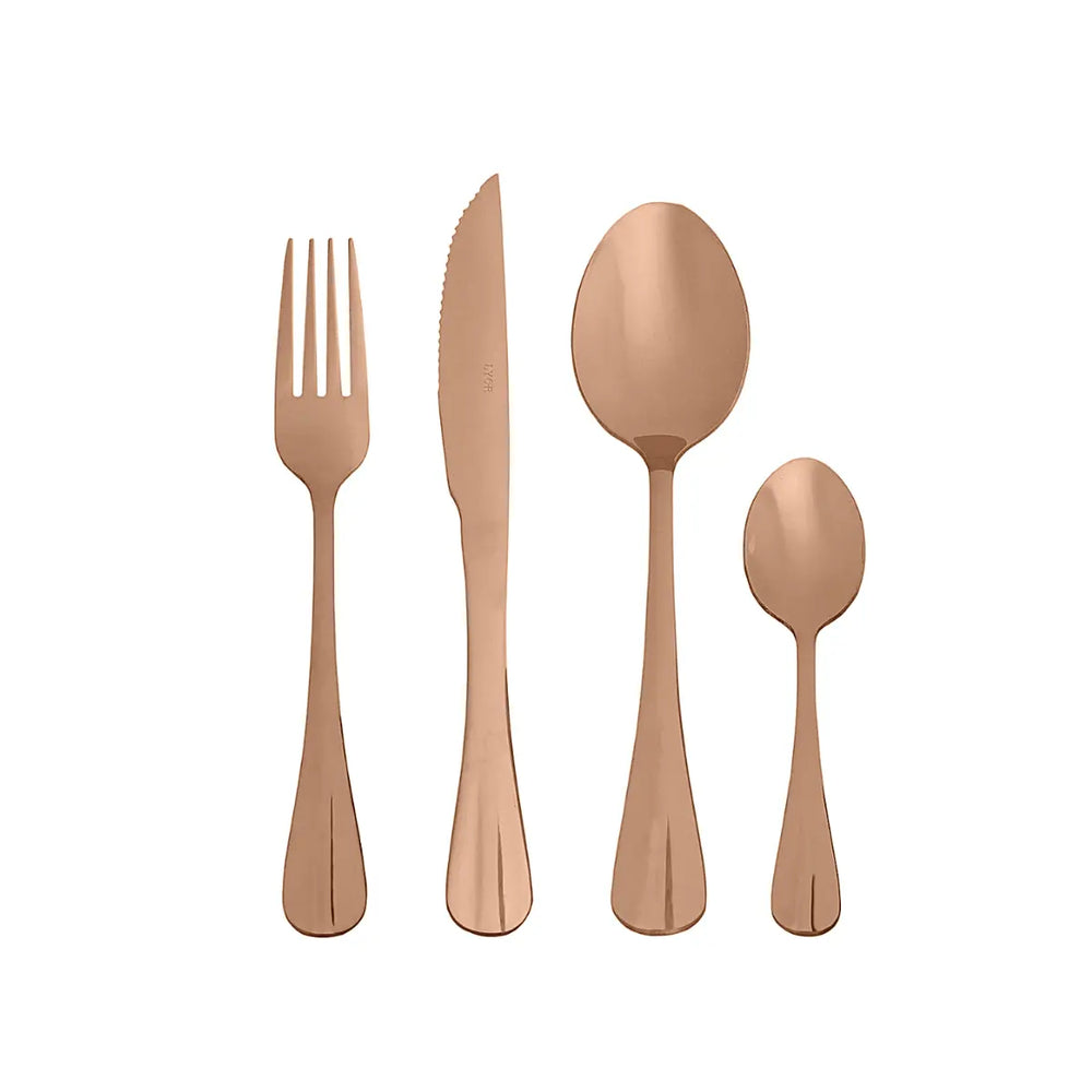 Faqueiro Talher Mesa E Chá Positano Rose Inox 24pçs Lyor