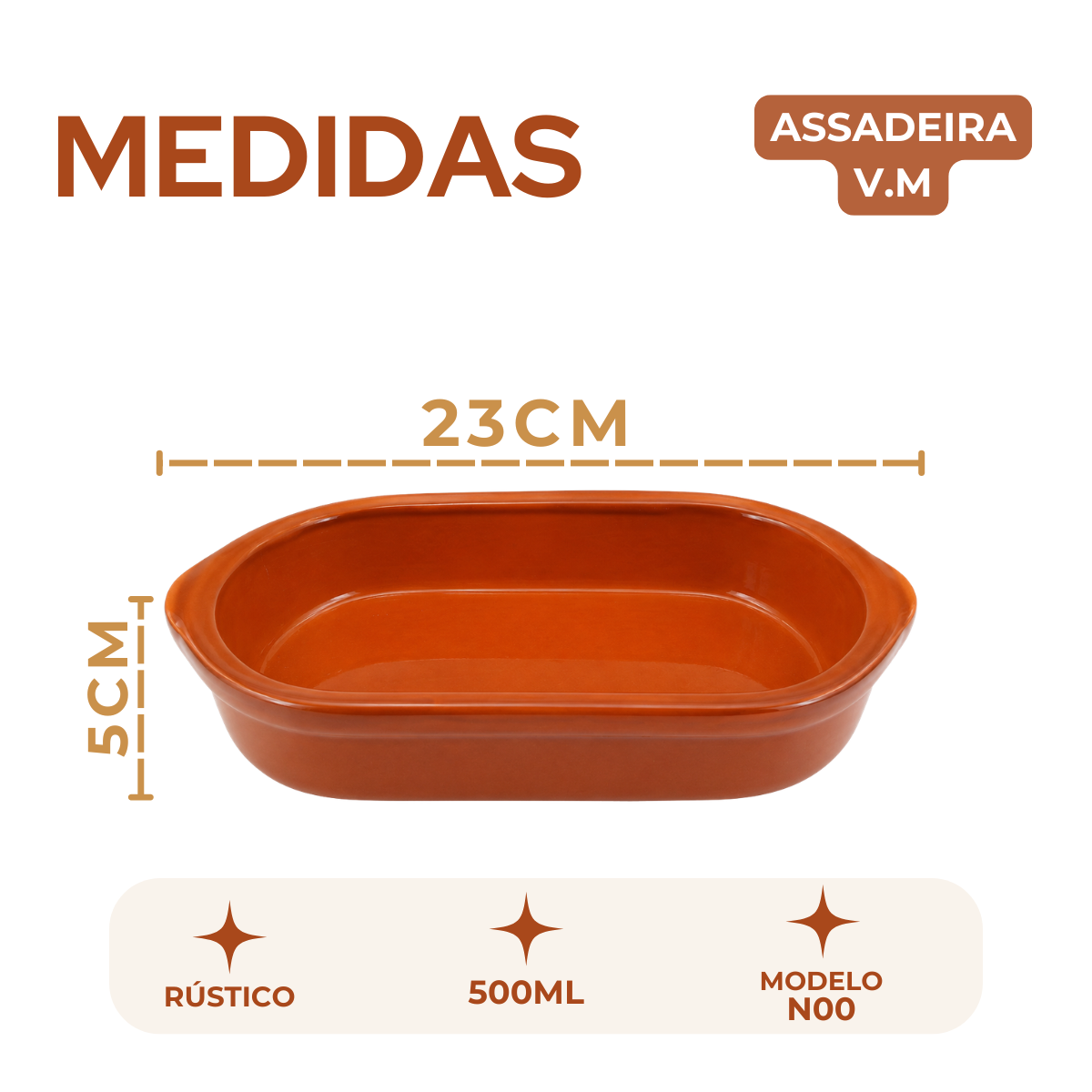 Assadeira Oval Barro 500ml