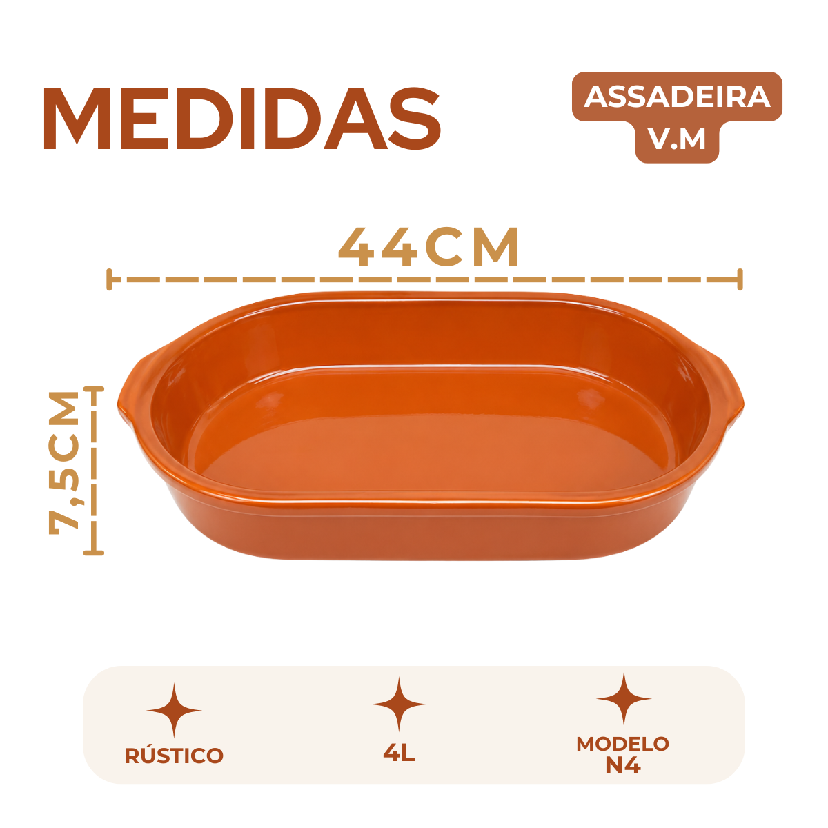 Assadeira Oval Cerâmica 3,8L