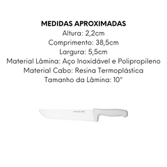 Faca Branca Cheff 10 de Carne Aço Inox Hercules