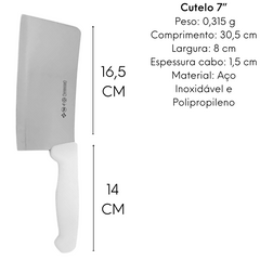 Cutelo Branco 7'' de Aço Inox Mundial - A Gourmet