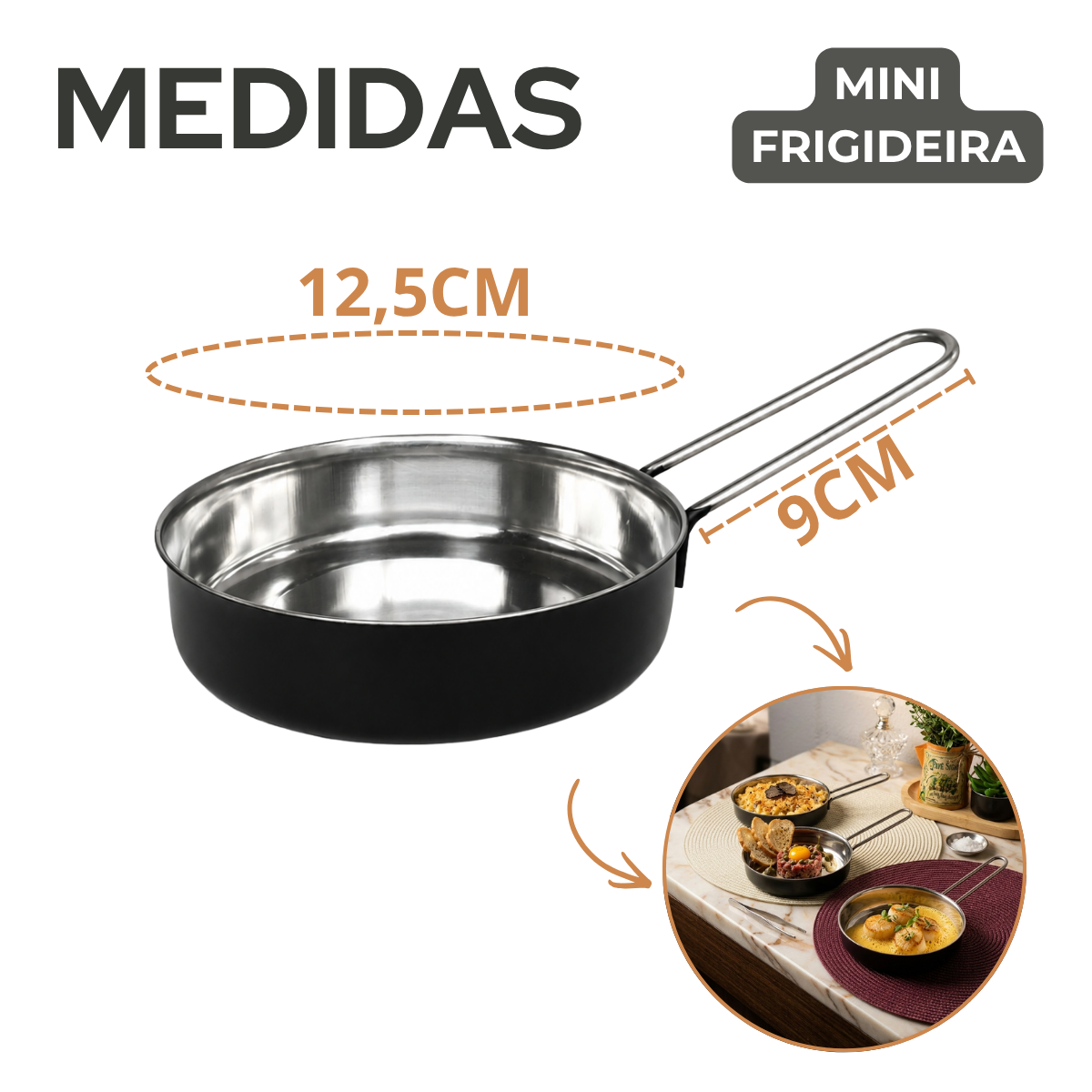 Mini Frigideira 280ml Aço Inox