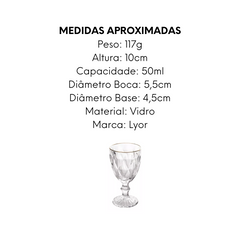 Taça Licor de Vidro Com Filete de Ouro Lyor