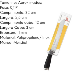 Faca para Pão 8° Preta Cheff Kitchen Mundial Hercules