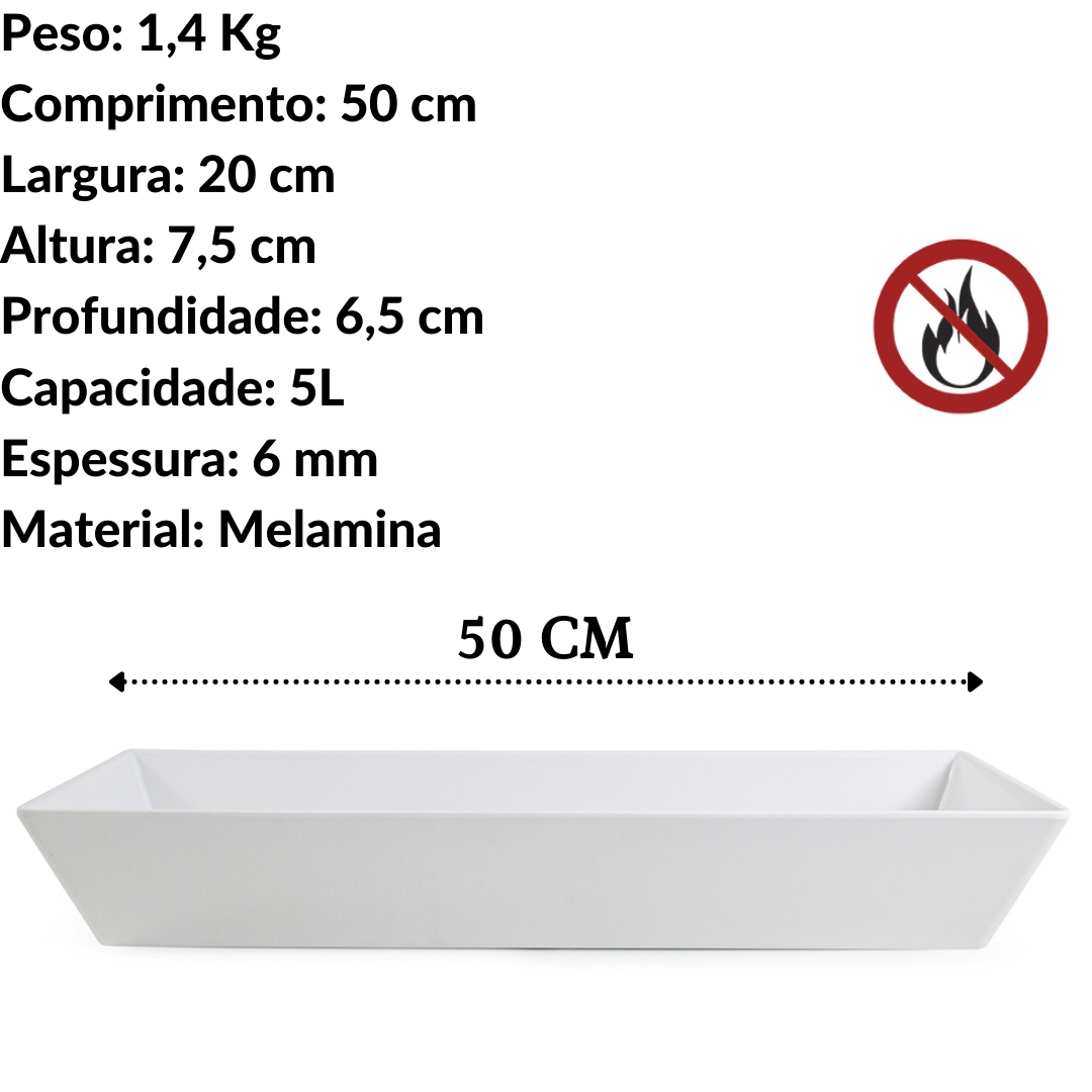 Travessa Melamina Retangular Funda 5L Gourmet Mix