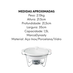 Rechaud Oval em Porcelana Com Queimador e Suporte 1,5L Dynasty