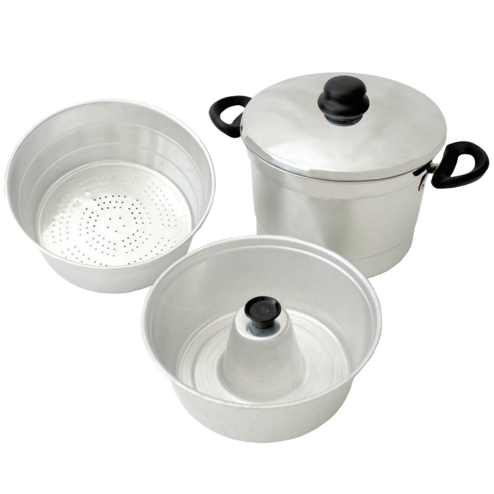 Conjunto 3 em 1 Panela Forma e Forma a Vapor de Aluminio - A Gourmet
