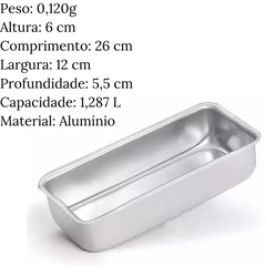 Forma de Pão e Bolo Retangular em Aluminio Arary