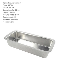 Forma de Pão N0 Retangular 2L de Aluminio Arary