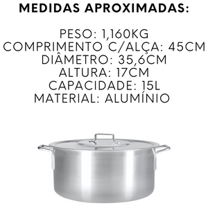 Caçarola Hotel N34 de Alumínio 5L - A Gourmet