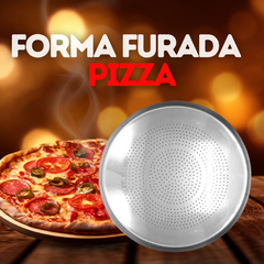 Forma de Pizza Com Furos de Aluminio 35cm Arary