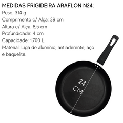 Frigideira Araflon Gourmet N24 em Aluminio Arary