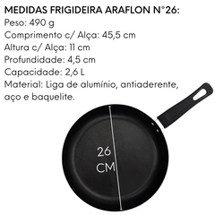 Frigideira em Aluminio Araflon N26 Arary