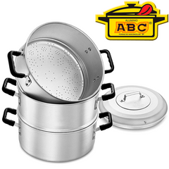 Caçarola Vapor Asa em Baquelite 3 Peças em Aluminio Hotel ABC